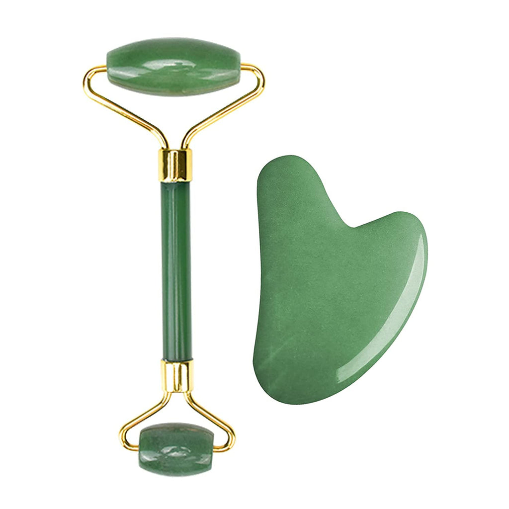 Gua Sha Stone and Anti Aging Jade Roller Massager for Face Massage